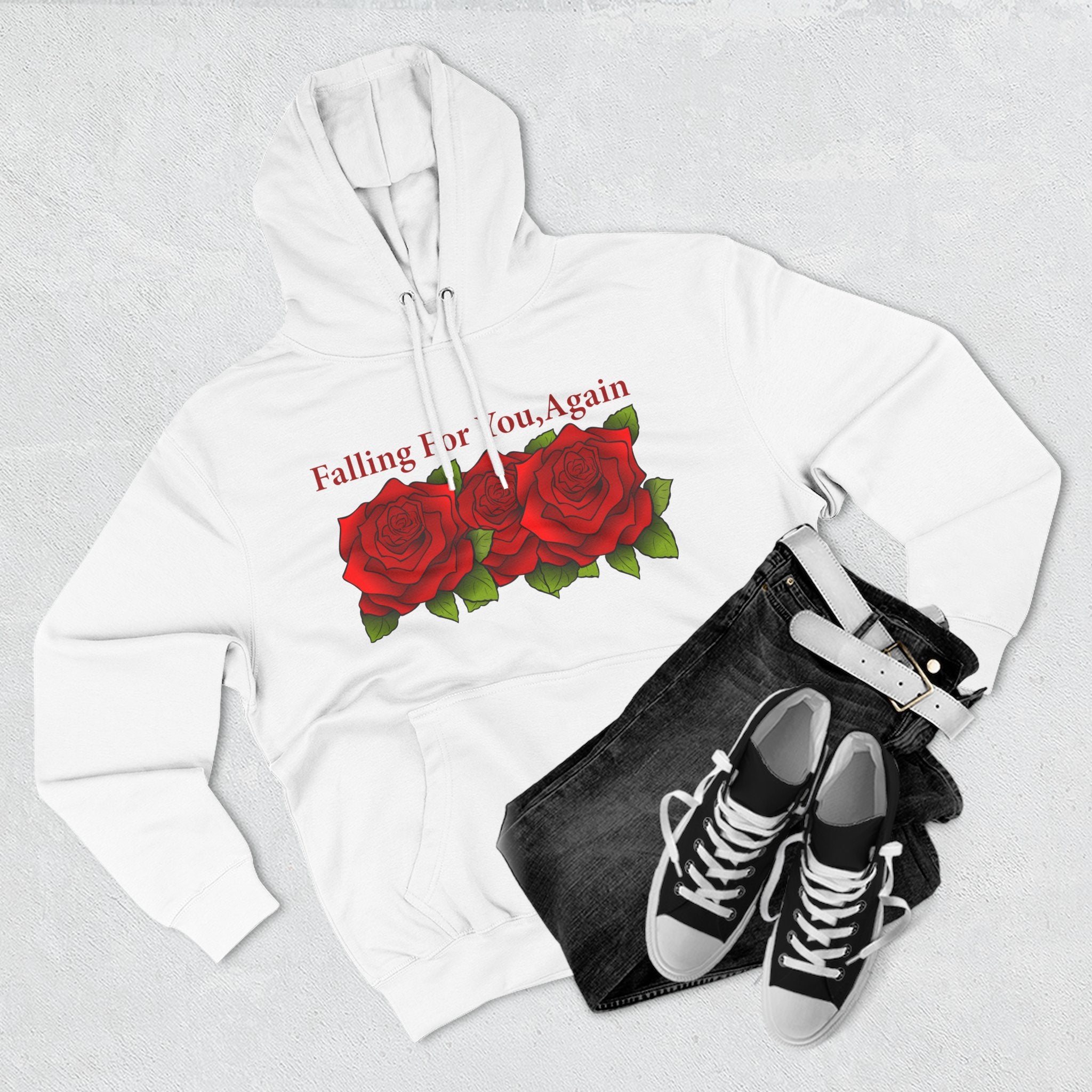 Falling For You Again Hoodie with Romantic Rose Graphic