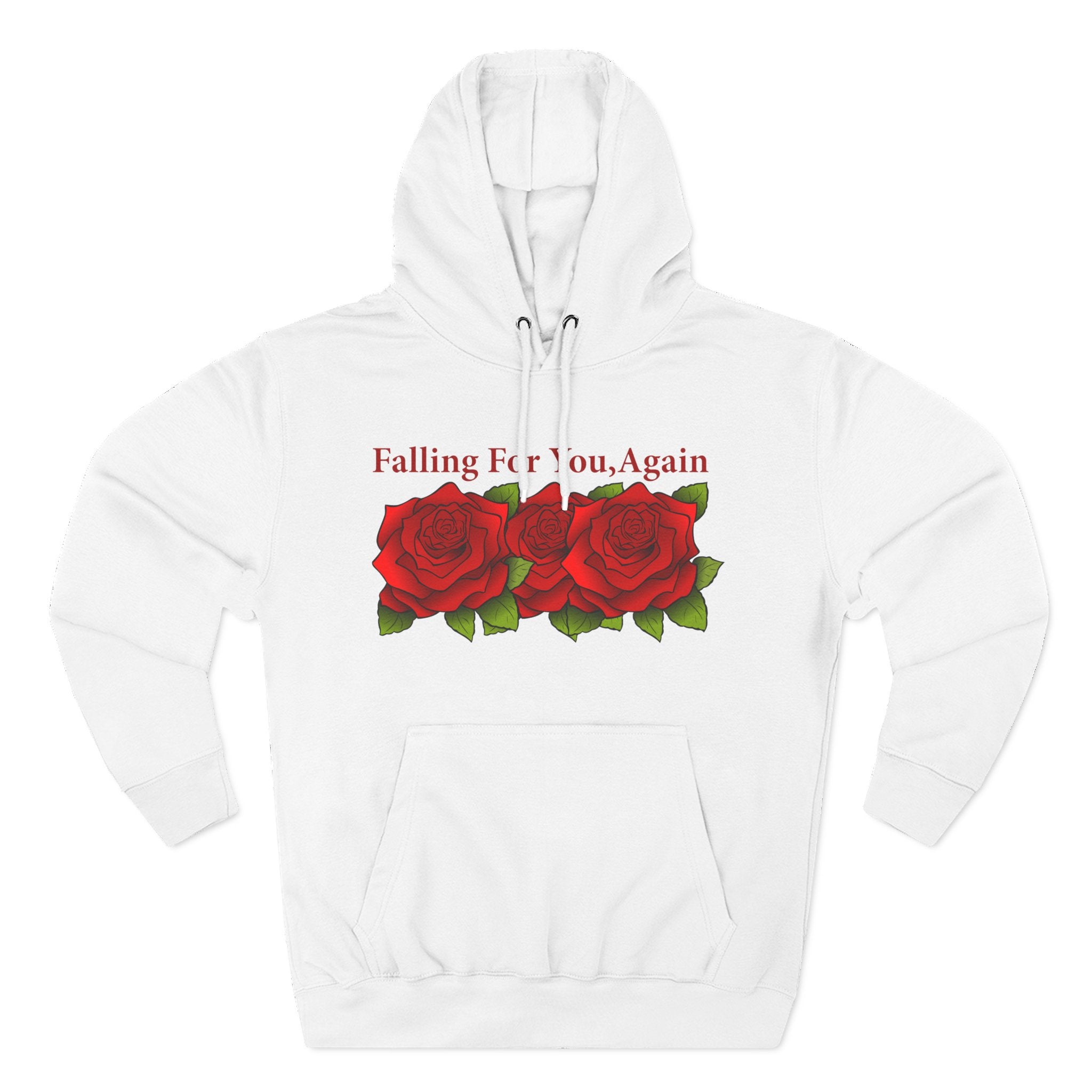 Romantic Rose Hoodie — "Falling For You Again" Graphic Pullover