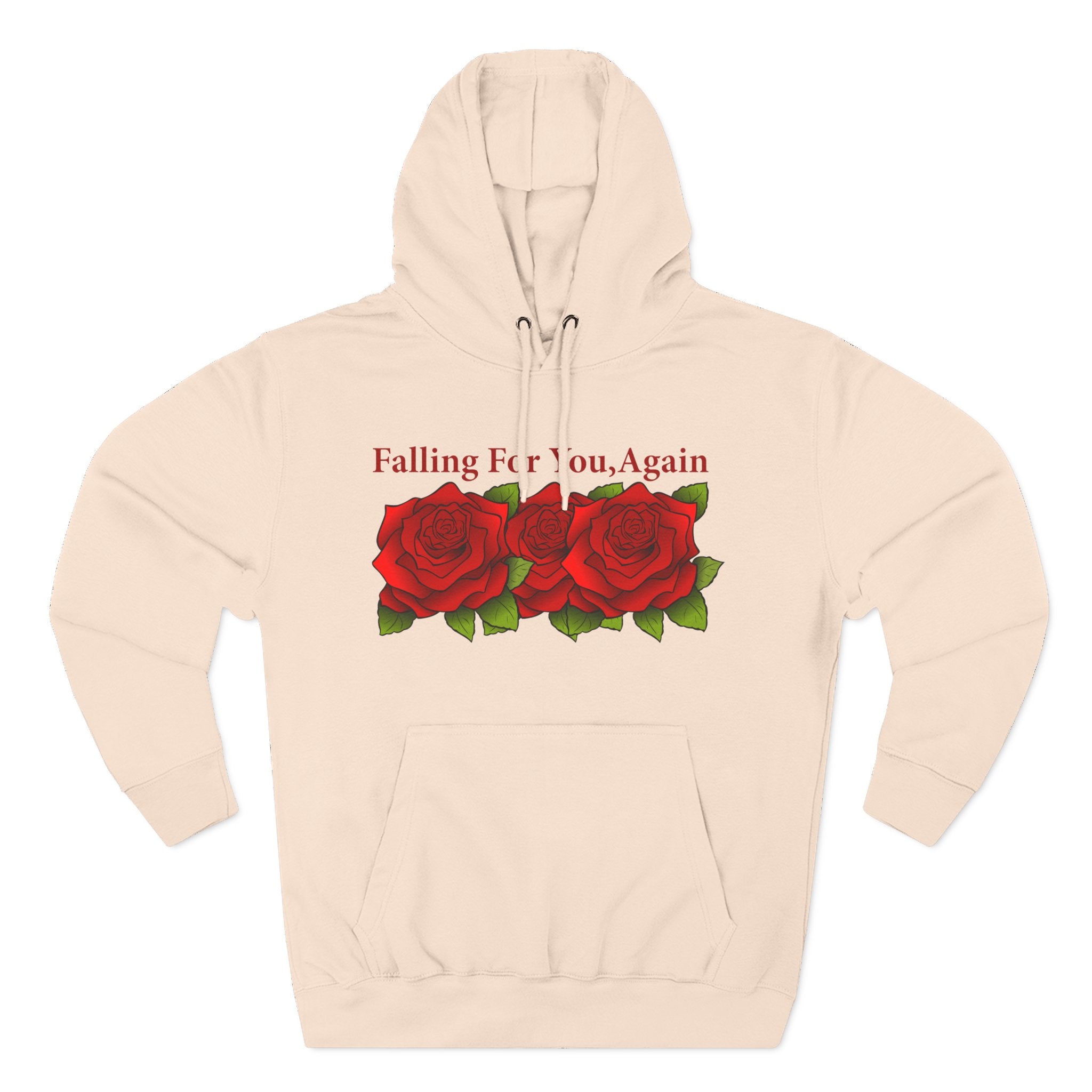 Romantic Rose Hoodie — "Falling For You Again" Graphic Pullover