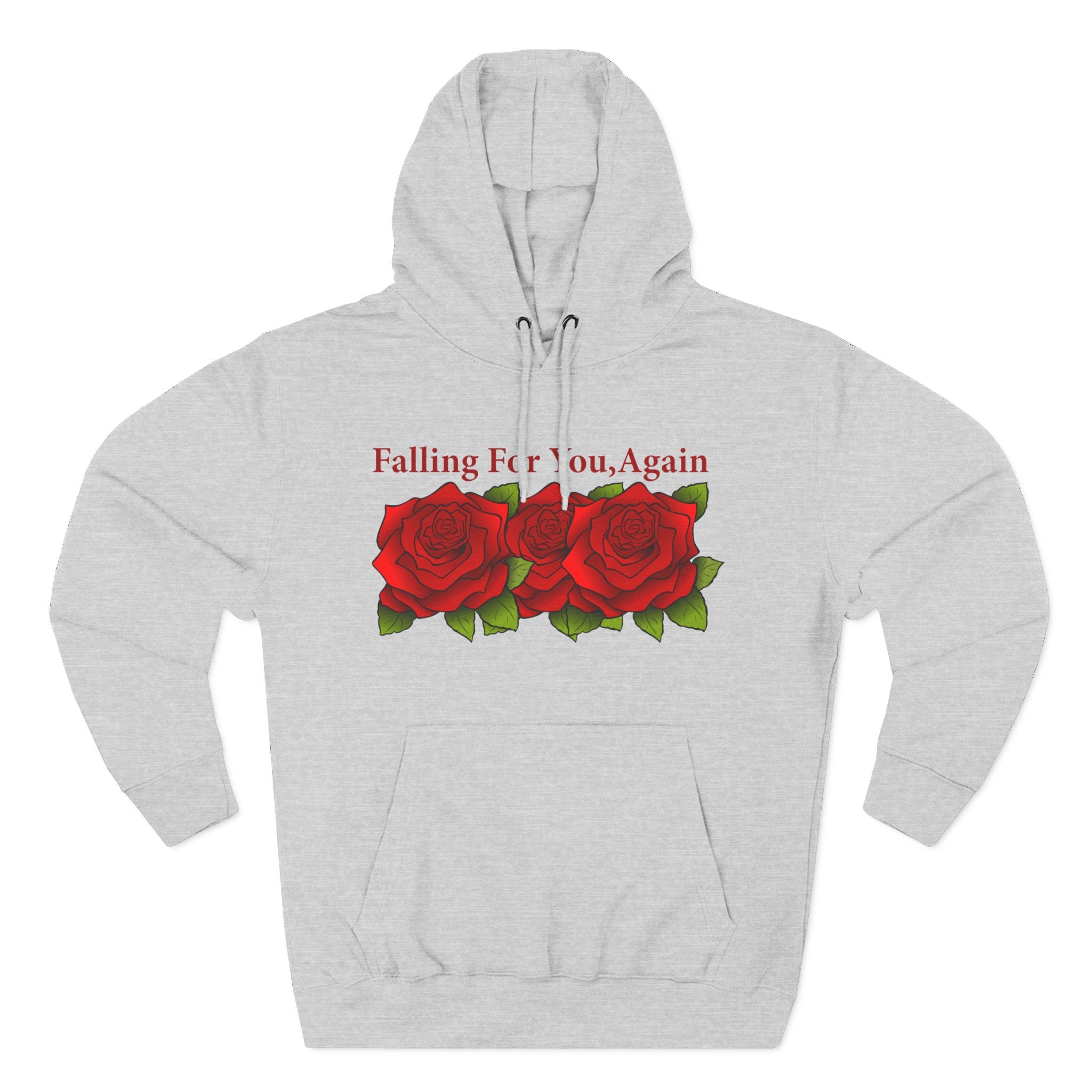 Romantic Rose Hoodie — "Falling For You Again" Graphic Pullover