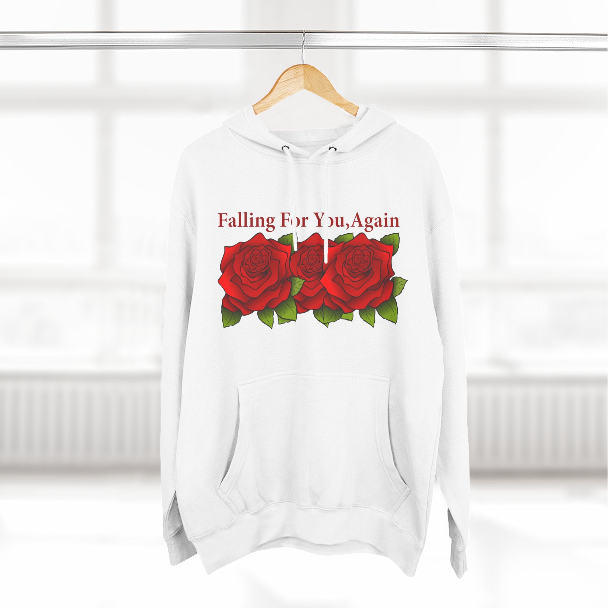 Falling For You Again Hoodie with Romantic Rose Graphic